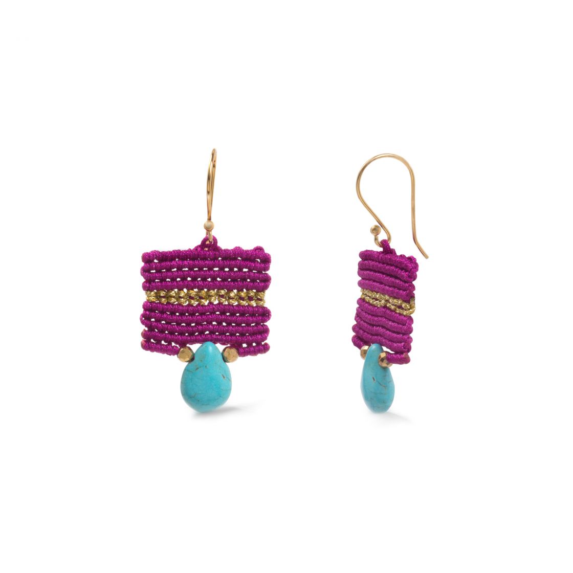Handcrafted colorful, macrame, dangle Earrings with semiprecious stones. Simultaneously modern and earthy these unique earrings will add a bohemian touch to your outfit.