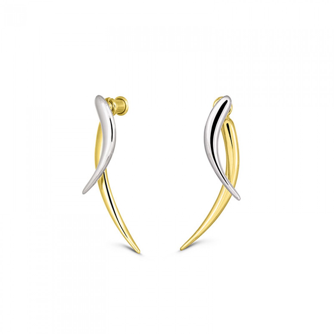 A bold statement piece. Double sided earrings that complement your look with their elegant and unique design