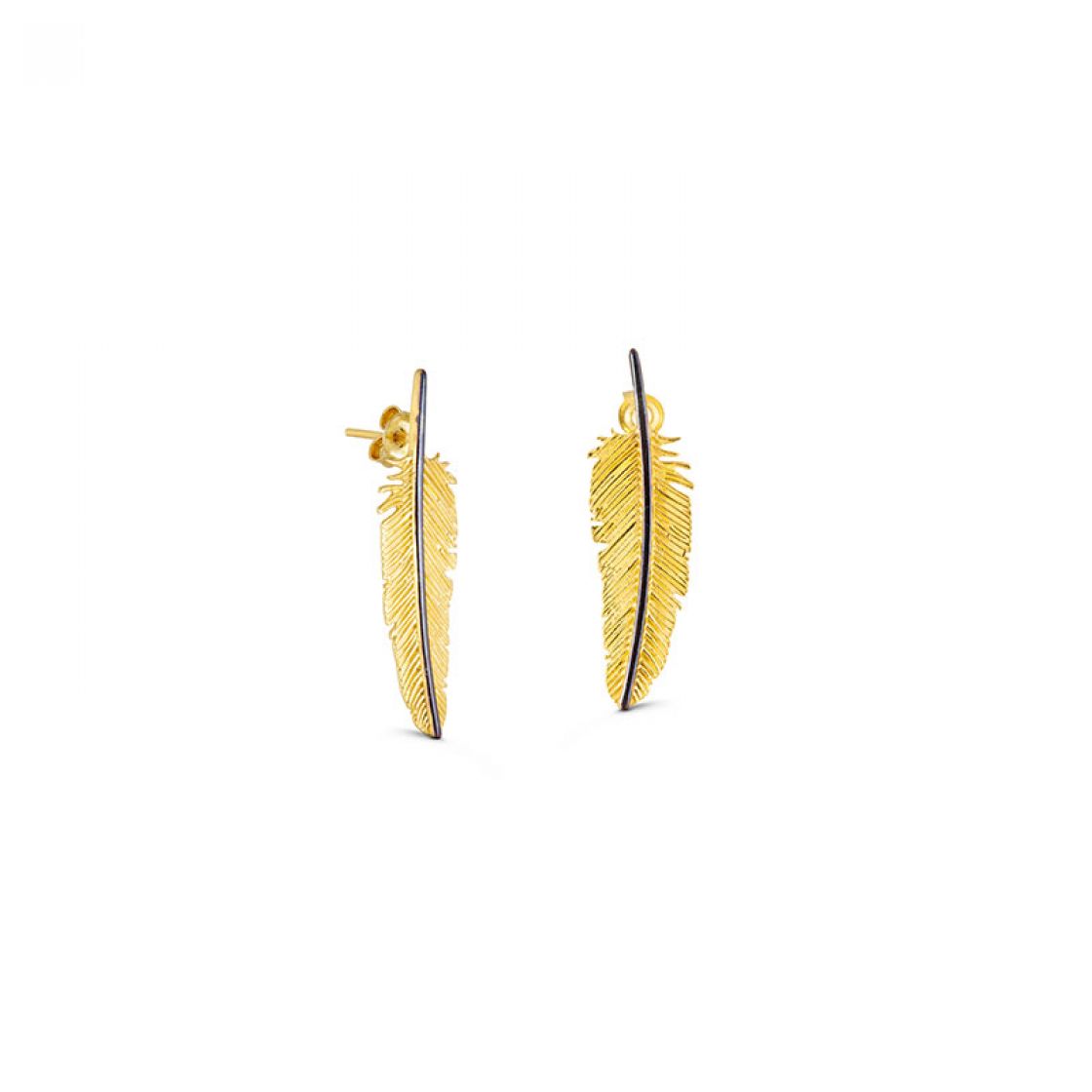 Elegant gold feather earrings, with beautiful details, for everyday wear.