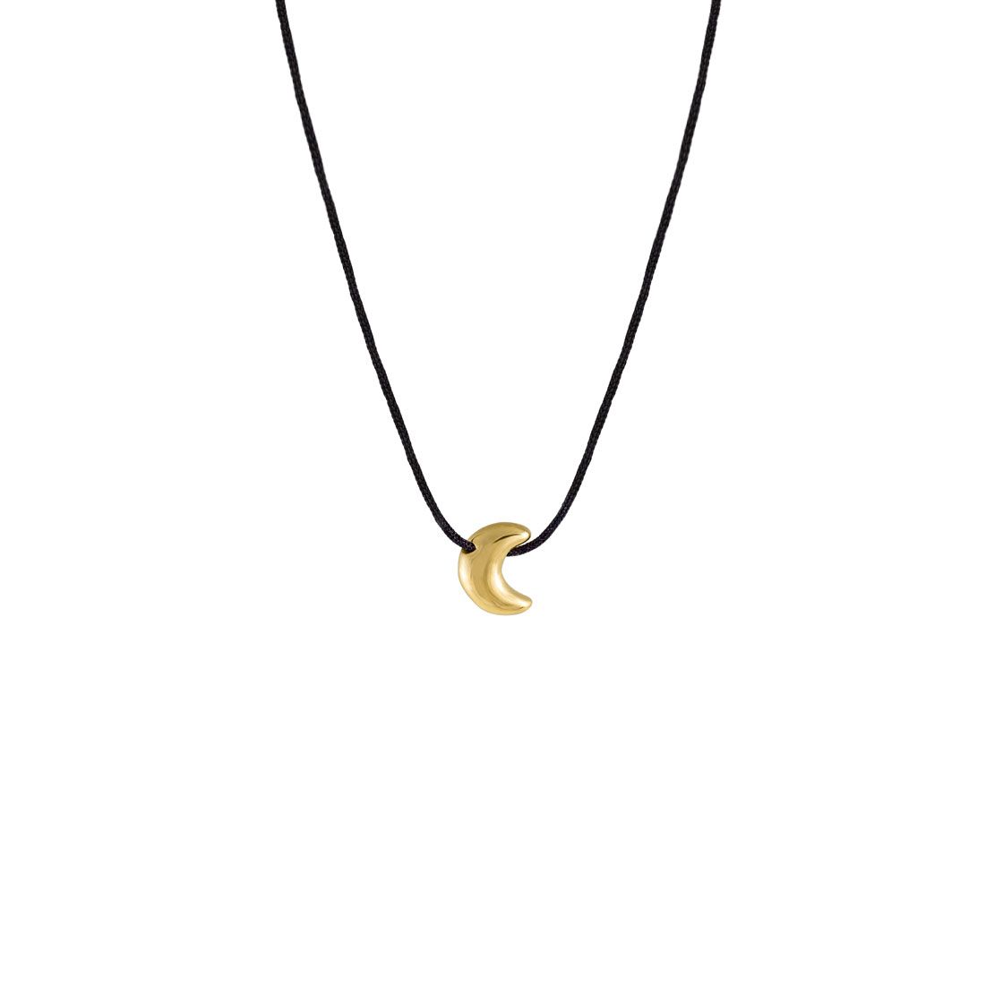 Little quarter moon pendant, on a black cord