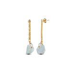 Sophisticated and classic: gold drop earrings with gentle-hammered details, pearls and white quartz.
