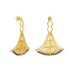 Lotus Flowers, based on a jug drawing from Agia Triada and Palaikastro, 1500-1450 B.C. With the techniques of engraving and repousse this pair of earrings highlights its uniqueness.