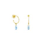 Little gold hoops with a drop cut aquamarine stone.